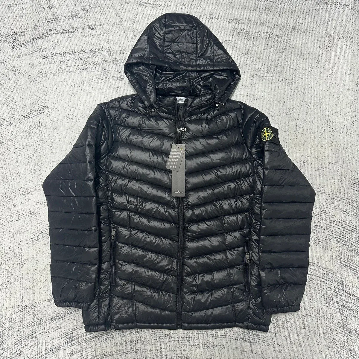 Stone Island 68-15 Black Hooded Puffer Jacket